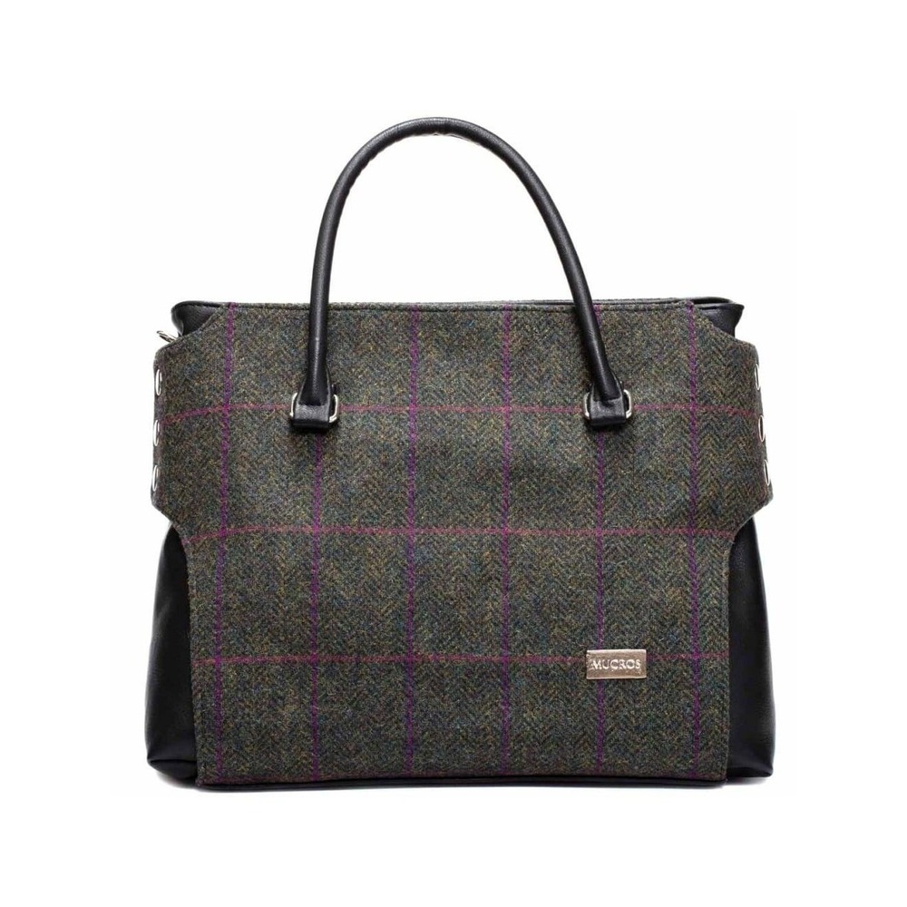 Mucros Weavers Shoulder Bag Medium Brown Tweed Wool Herringbone Irish Tote